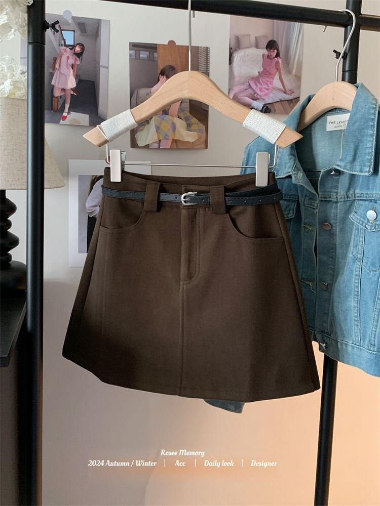 High Waist Plain Mini Pencil Skirt Product Image