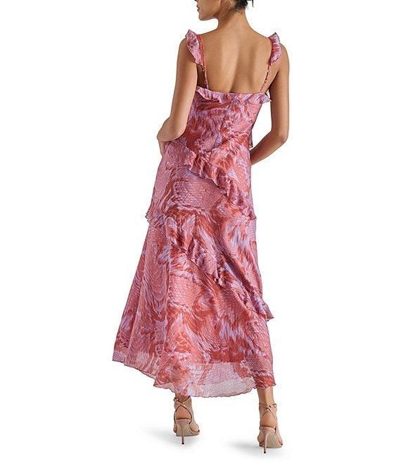 Steve Madden Versailles Sweetheart Neck Asymmetrical Ruffle Sleeveless Sheath Midi Dress Product Image