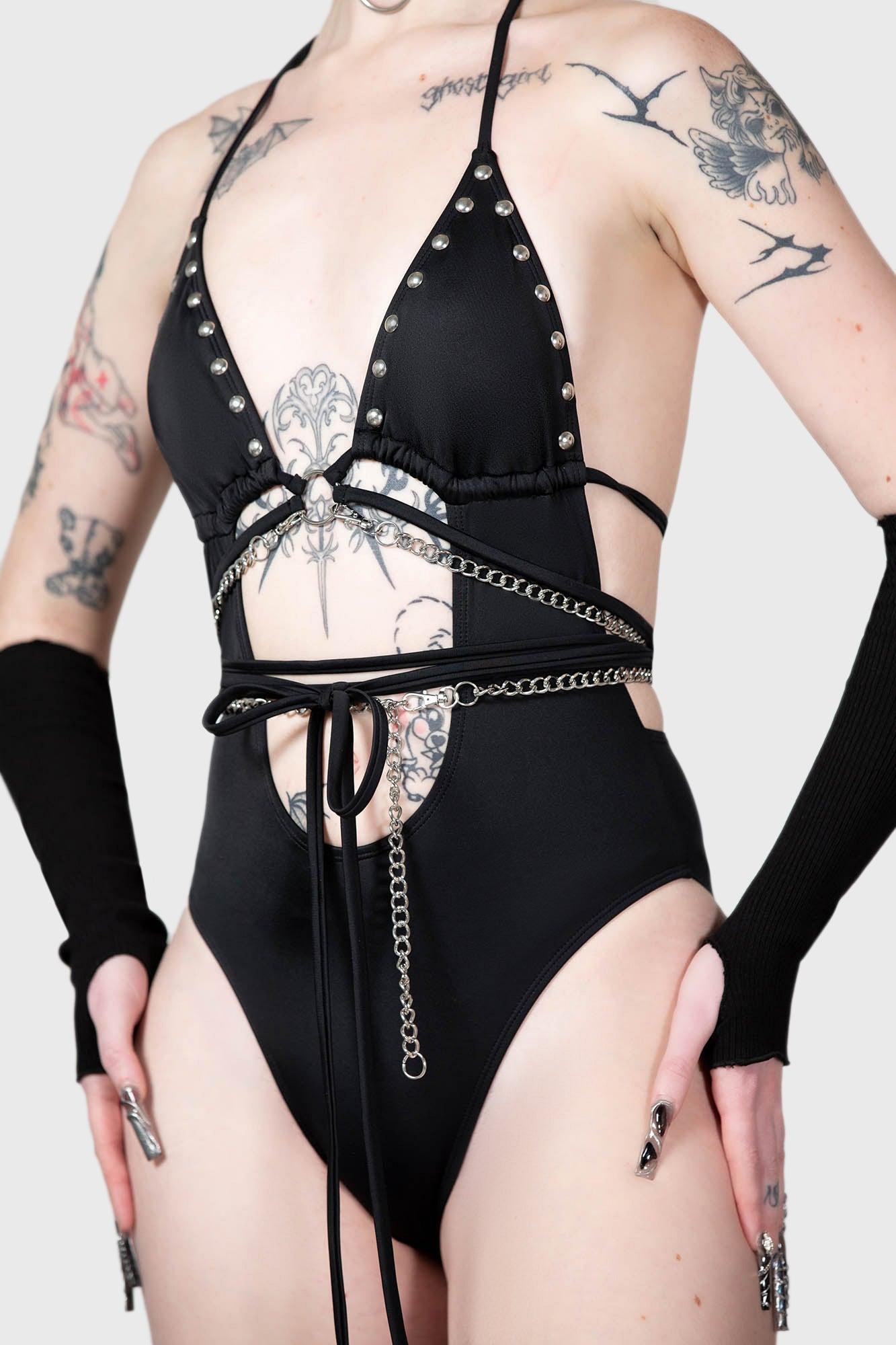 Black Hearted Swimsuit - Resurrect Female Product Image