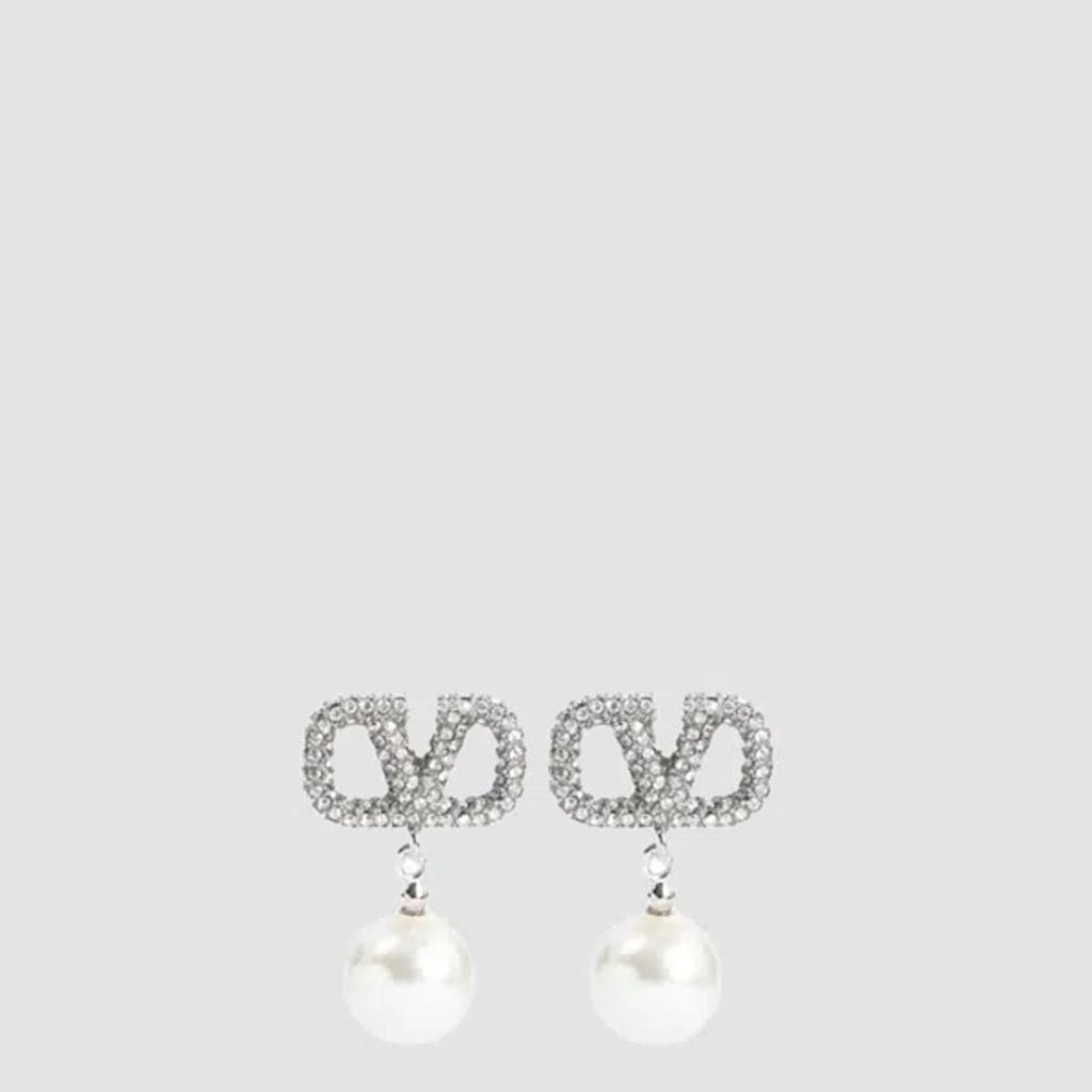 VALENTINO GARAVANI Silver Tone Brass Earrings In Palladium Product Image