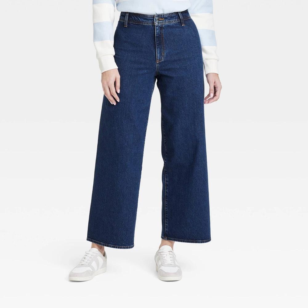 Womens High-Rise Sailor Wide Leg Ankle Jeans - Universal Thread Red 8 Product Image