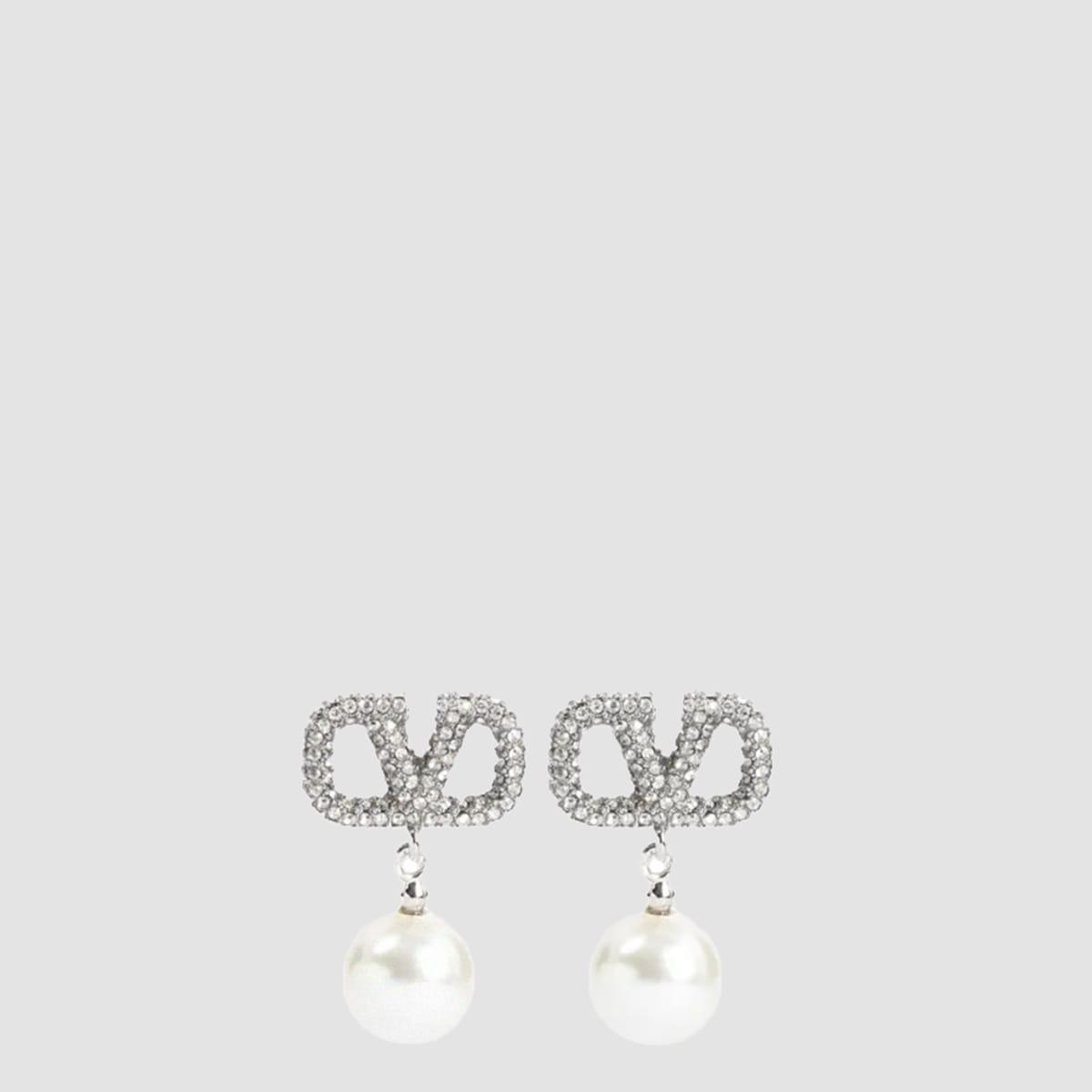 VALENTINO GARAVANI Silver Tone Brass Earrings In Palladium Product Image