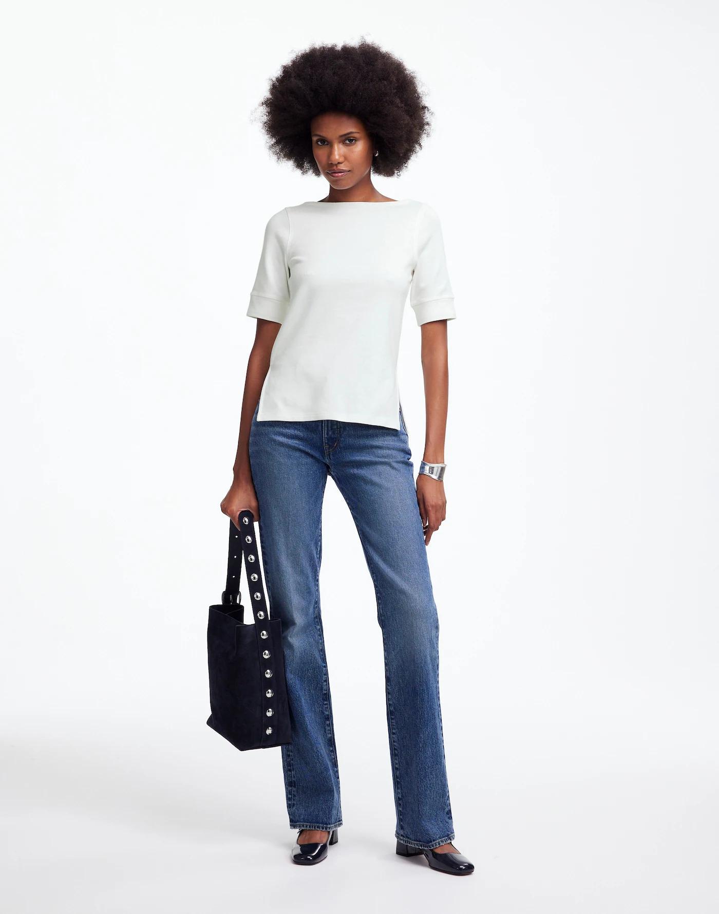 Elbow-Sleeve Boatneck Tee Product Image
