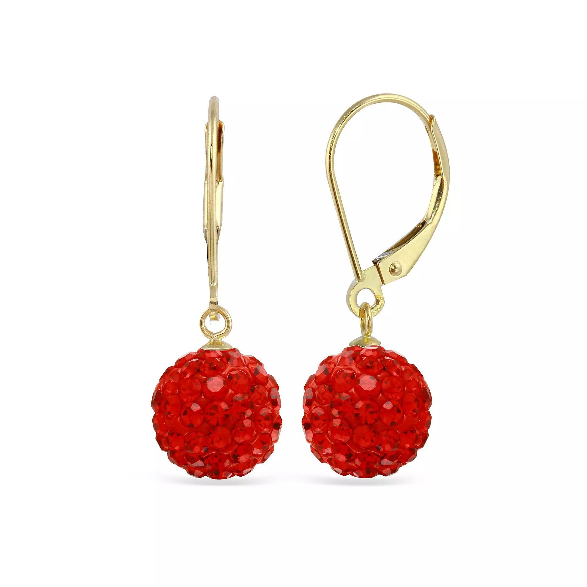 14k Crystal Fireball Drop Earrings, Women's, Red Product Image