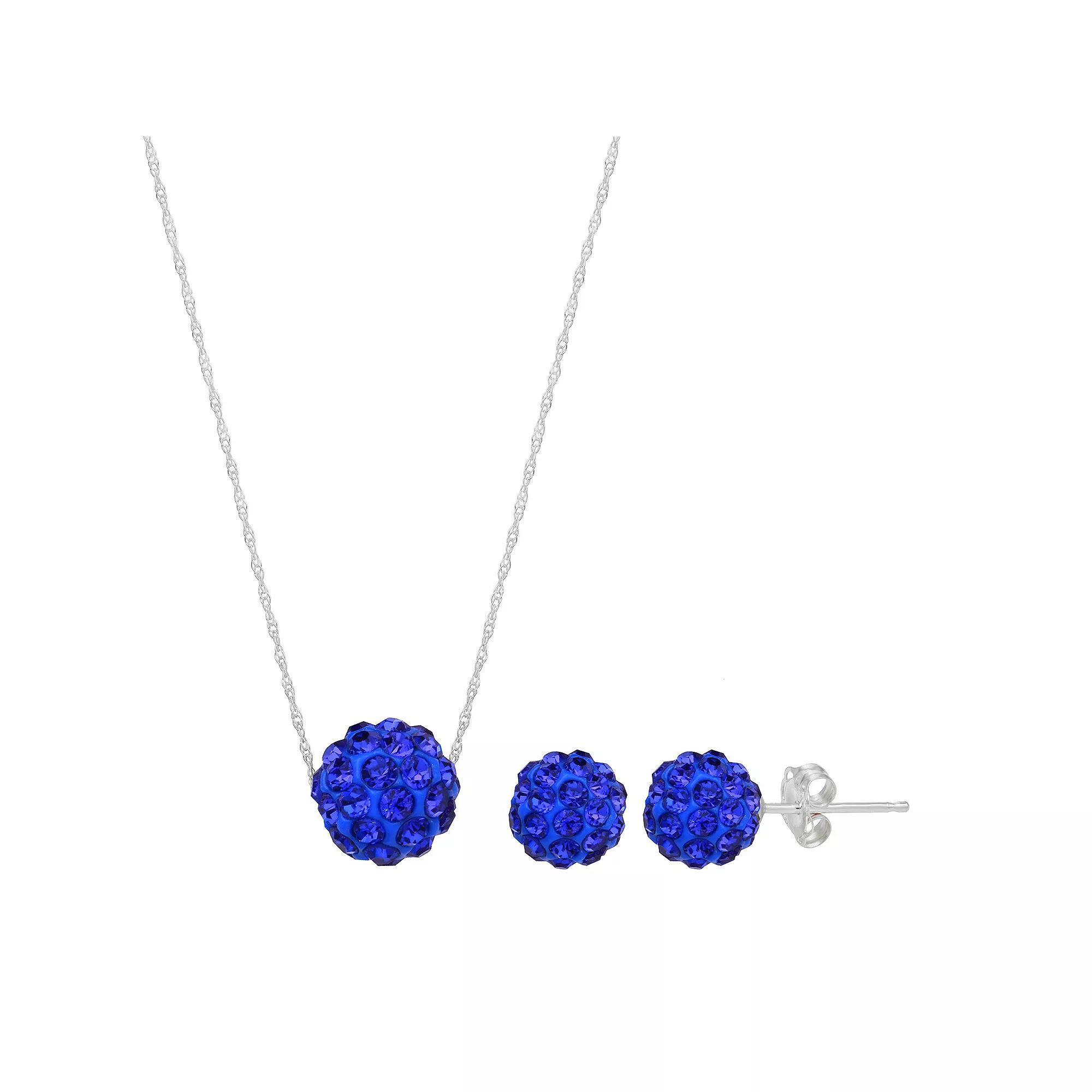 14k Gold Crystal Fireball Necklace & Stud Earring Set, Women's, Size: 18", Red Product Image
