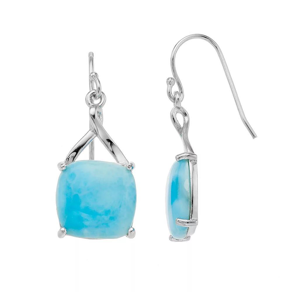Sterling Silver Larimar Cabochon Drop Earrings, Women's Product Image