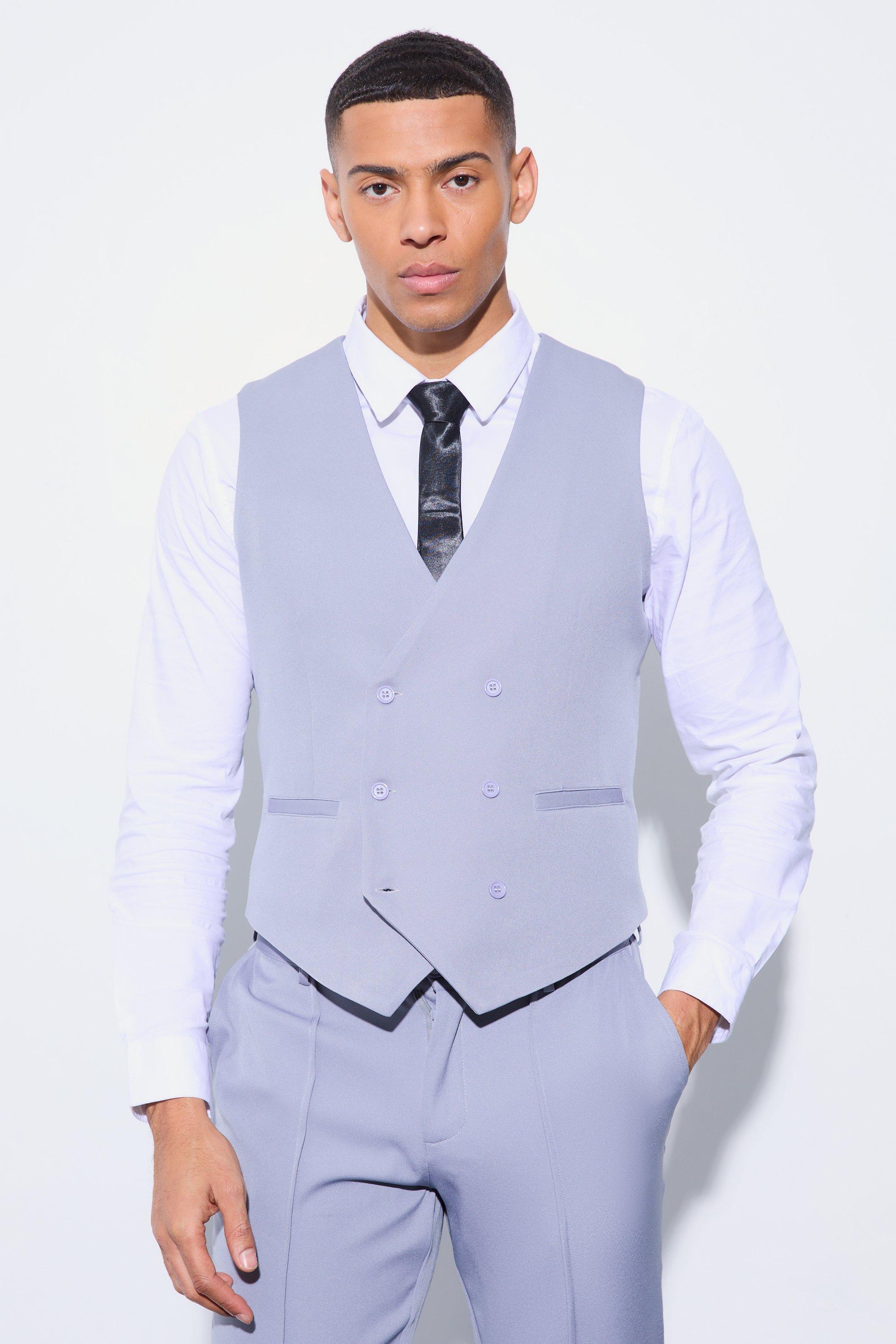 Mens Grey Slim Waistcoat, Grey Product Image