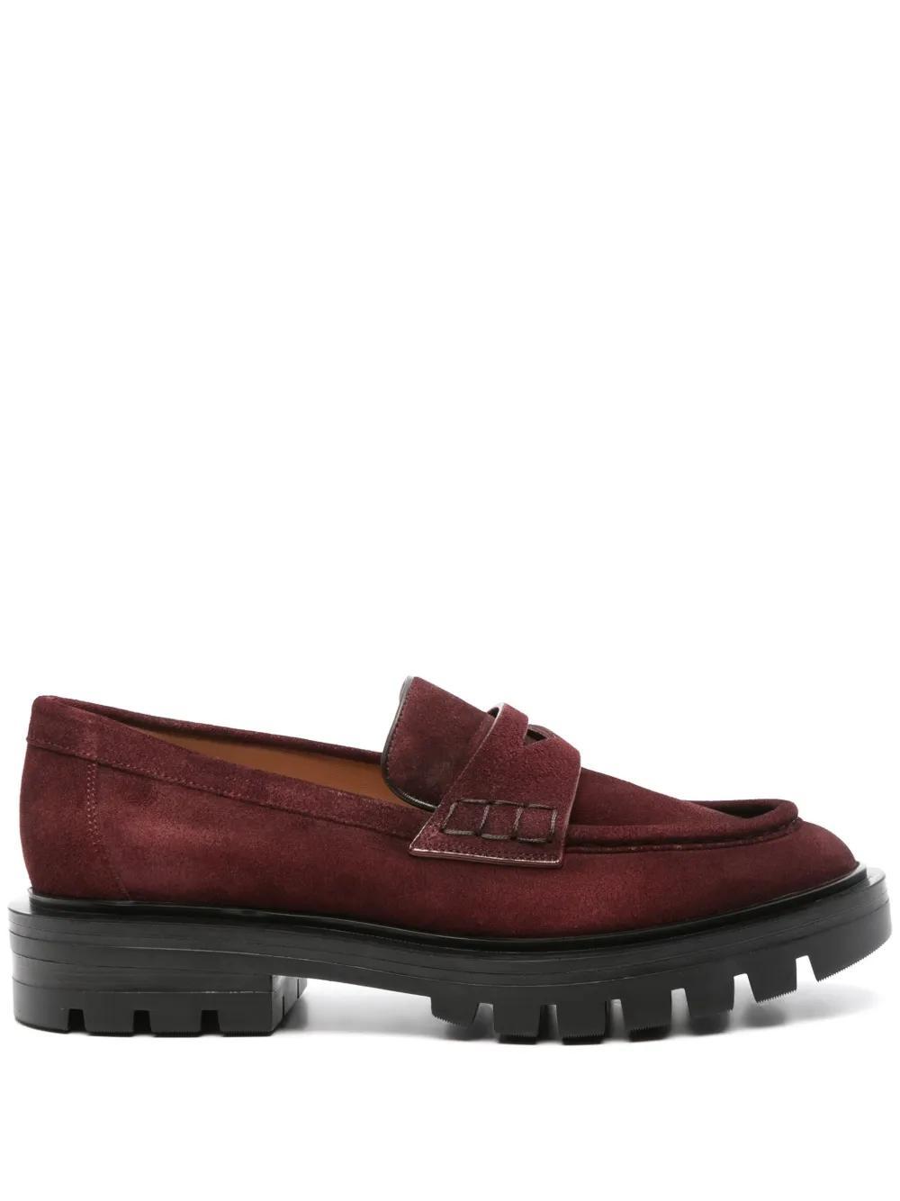 SANTONI Suede Loafers In Red Product Image