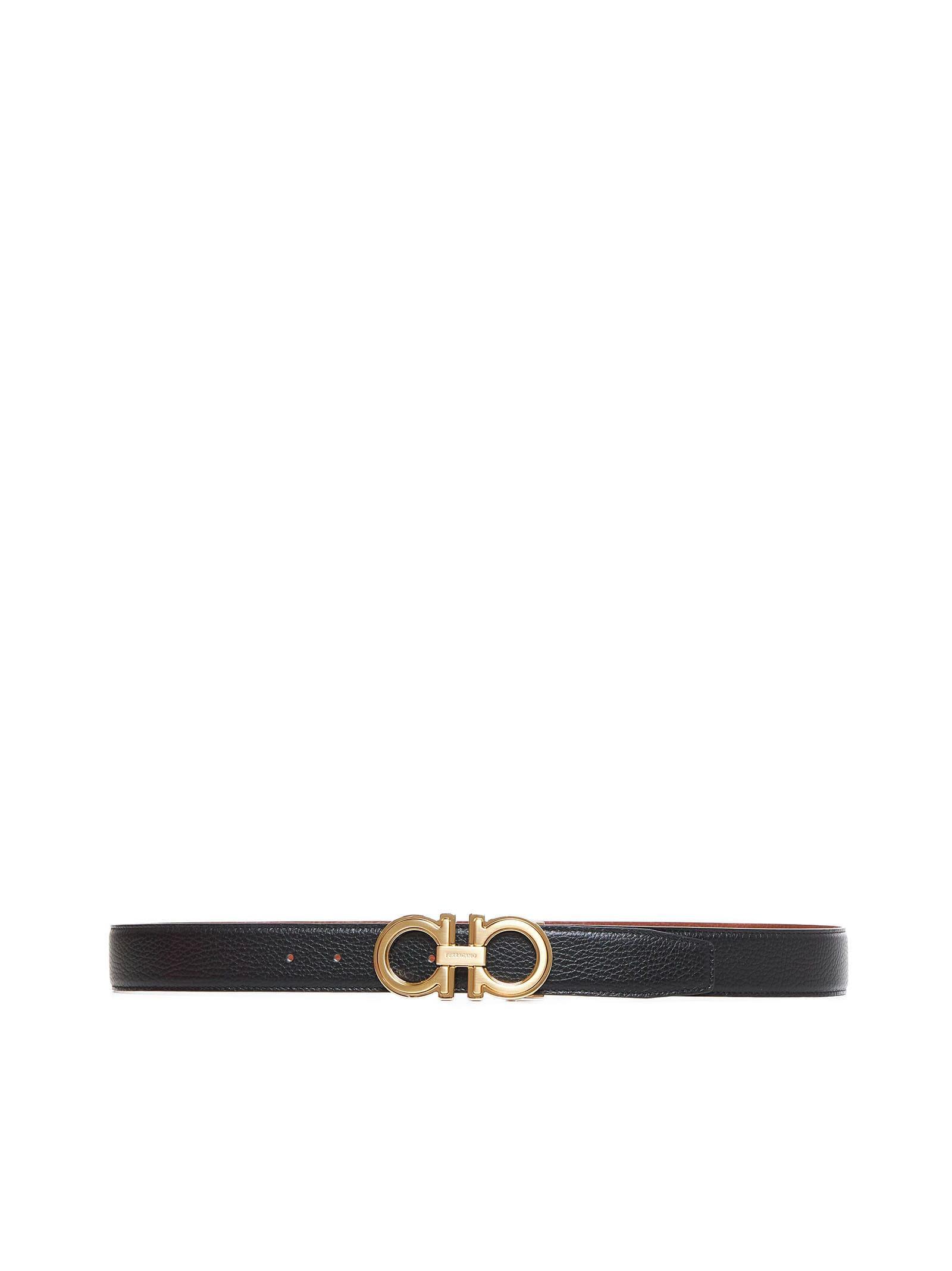 FERRAGAMO Double Adjustable 35mm In Black,new Cognac Product Image