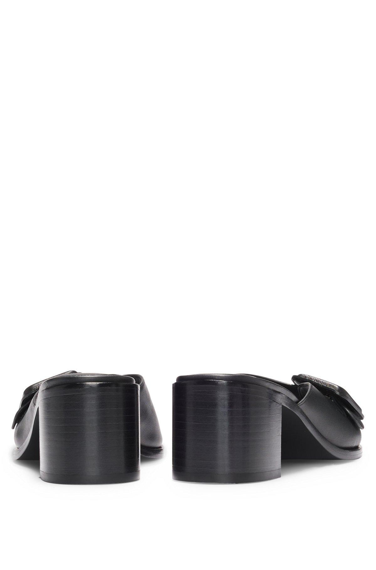 BOSS - Leather mules with buckle detail - Black Product Image