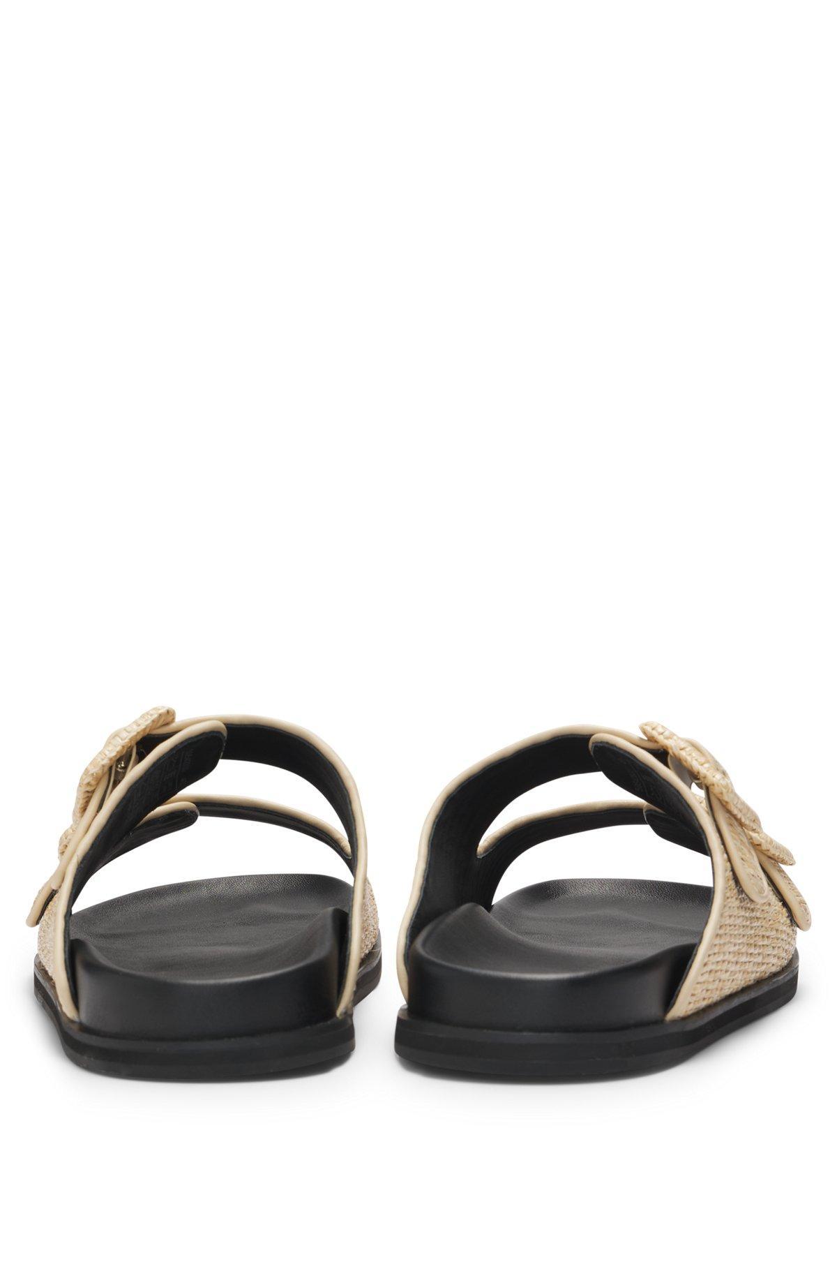 Raffia slides with buckled straps Product Image