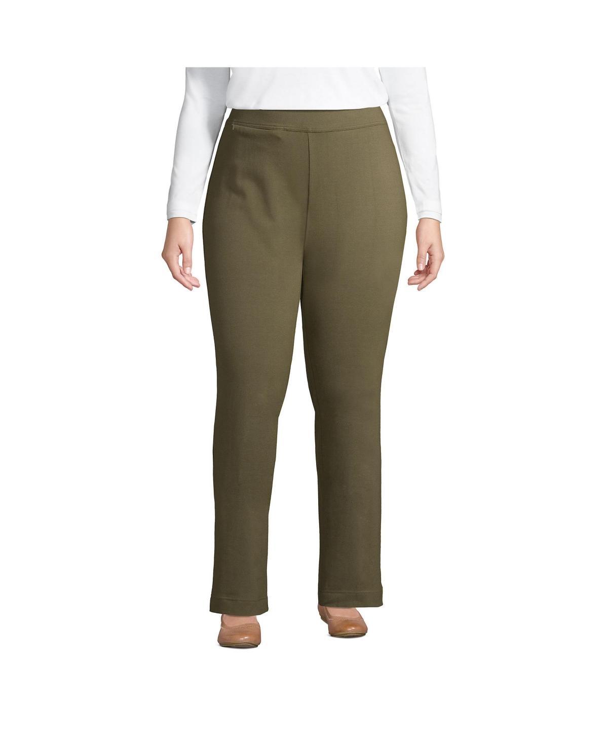 Plus Size Lands' End Starfish Pull-On Straight-Leg Pants, Women's, Size: 1XL, Green Moss Product Image