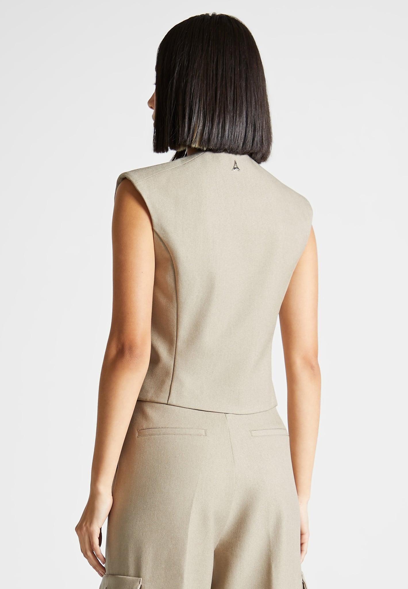 Laurence - Tailored Wrap Waistcoat - Beige Female Product Image