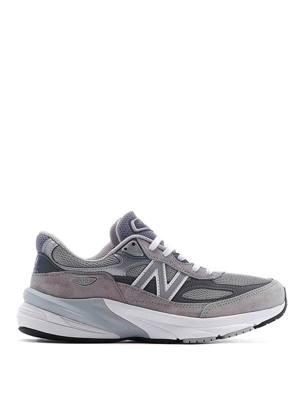 NEW BALANCE Grey Low Top Sneakers With Logo Detail In Suede And Tech Fabric Man Product Image