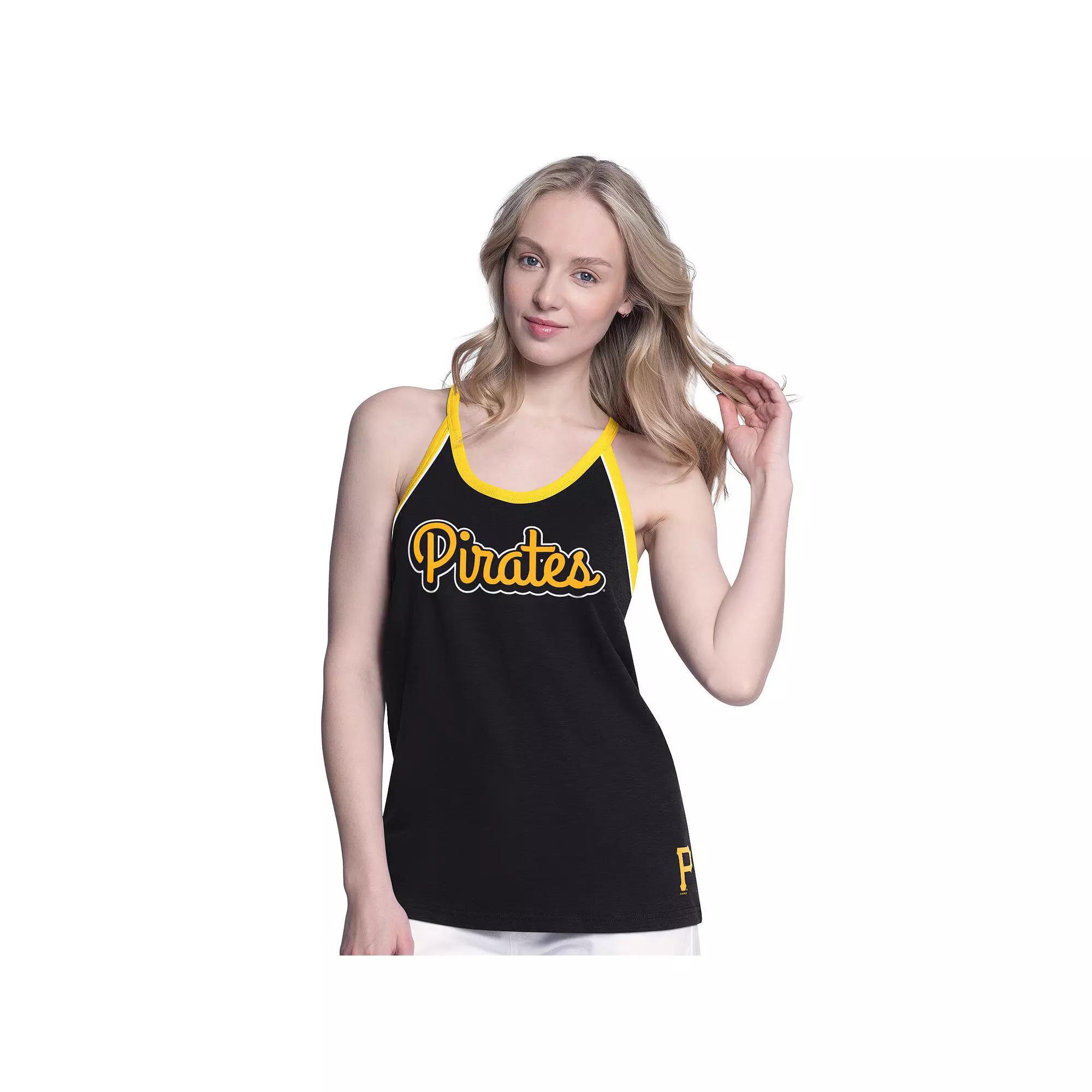 Women's G-III 4Her by Carl Banks Black Pittsburgh Pirates Curveball Racerback Tank Top, Size: XXL Product Image