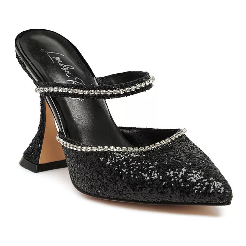Glitter Spool Women's Heel Sandals, Size: 7, Black Product Image