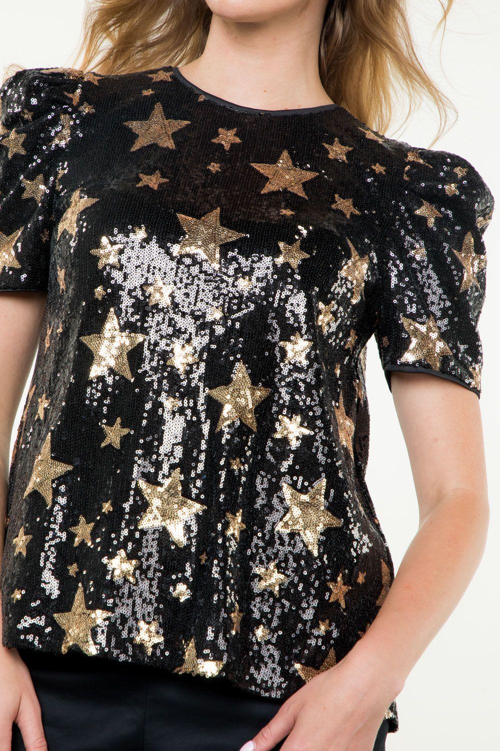 Molly Short Sleeve Star Sequin Top Product Image