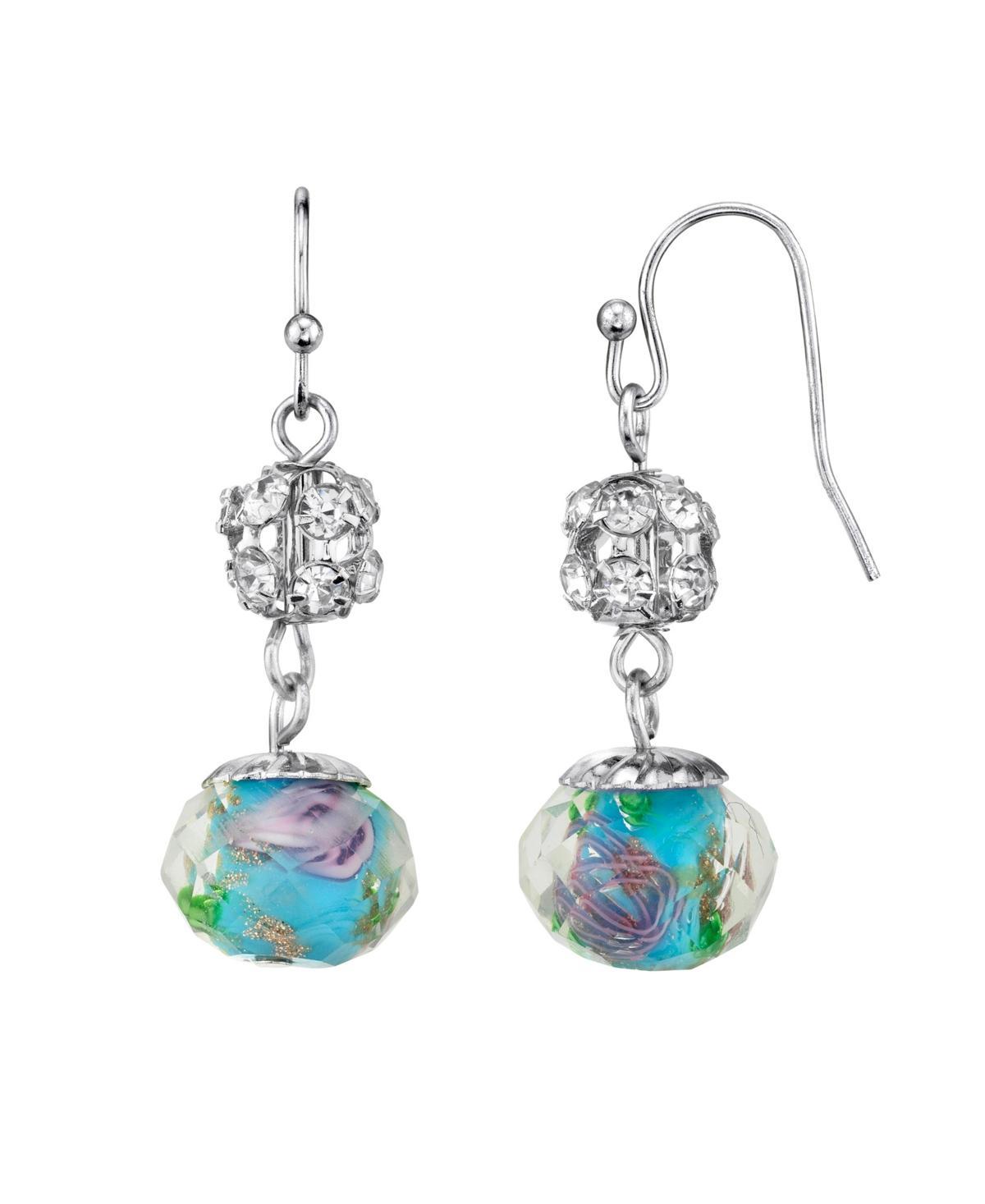 1928 Bead & Simulated Crystal Drop Earrings, Women's, Blue Product Image