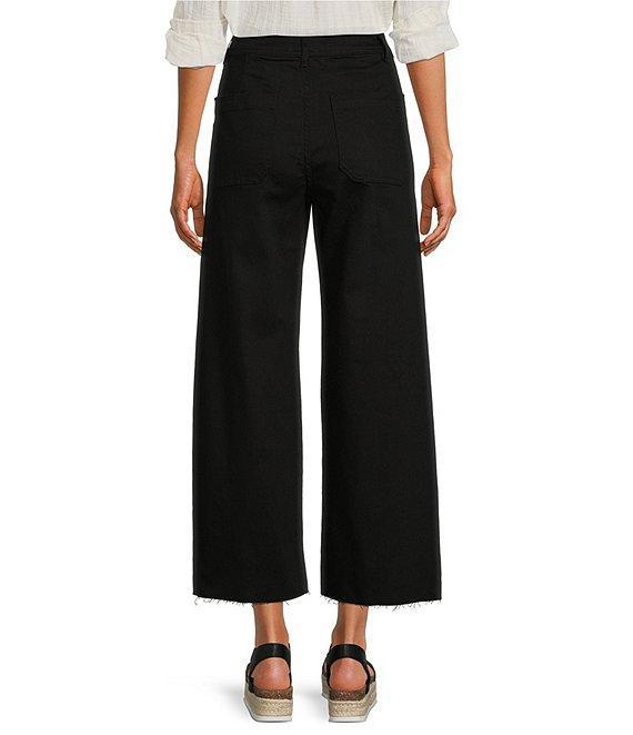 Every Patch Pocket High Rise Frayed Hem Wide Leg Jeans Product Image