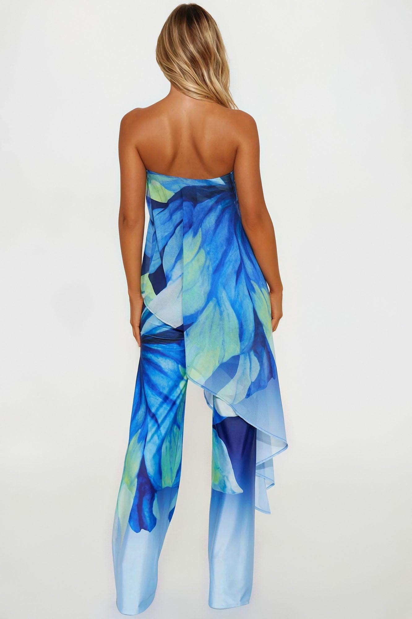 Danielle Flowy Floral Jumpsuit - Blue Product Image