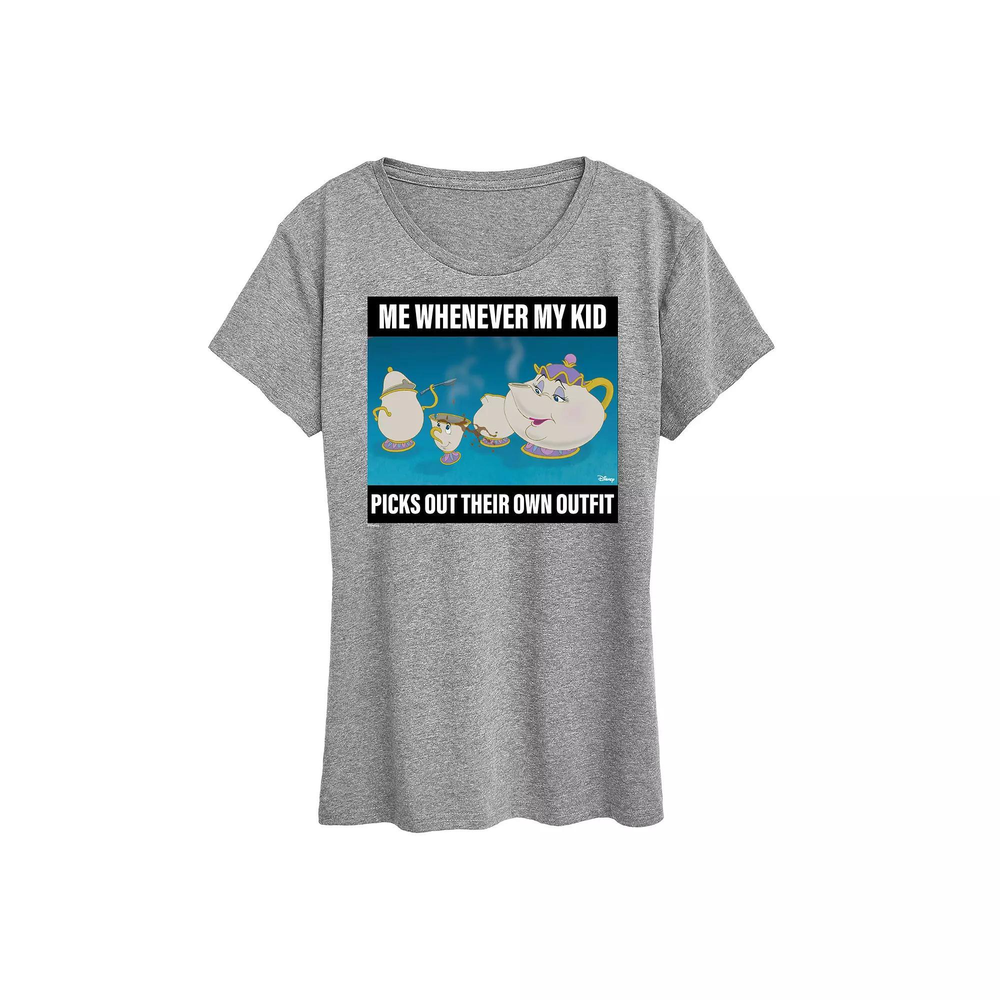 Disneys Beauty and the Beast Womens Me When Kid Picks Outfit Meme Graphic Tee Product Image