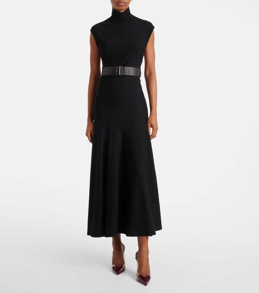 ALAÏA Belted Wool-blend Maxi Dress In Noir Alaia Product Image