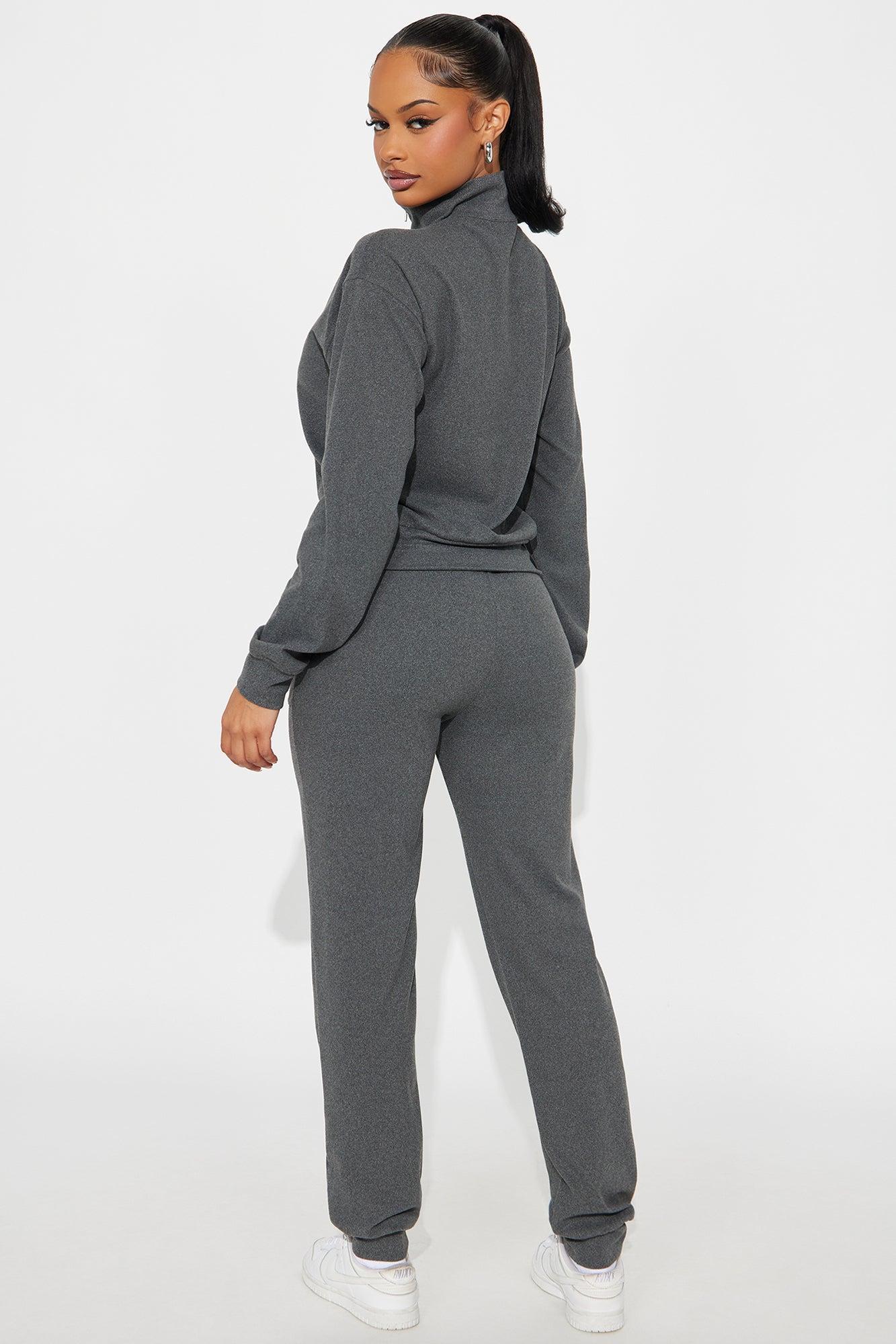 Gianna Ribbed Jogger Set - Heather Grey Product Image