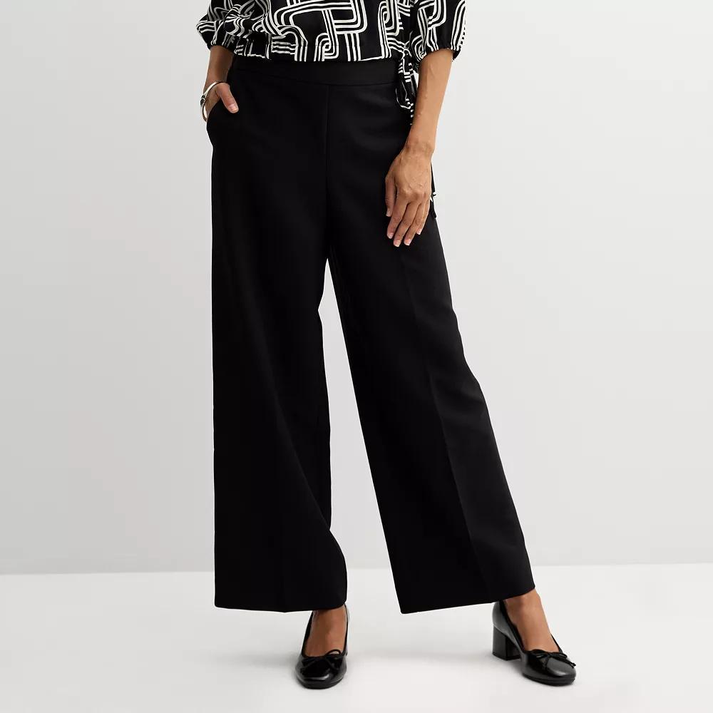Women's Nine West Pull-On Wide Leg Pants, Size: XXL, Mineral Black Product Image
