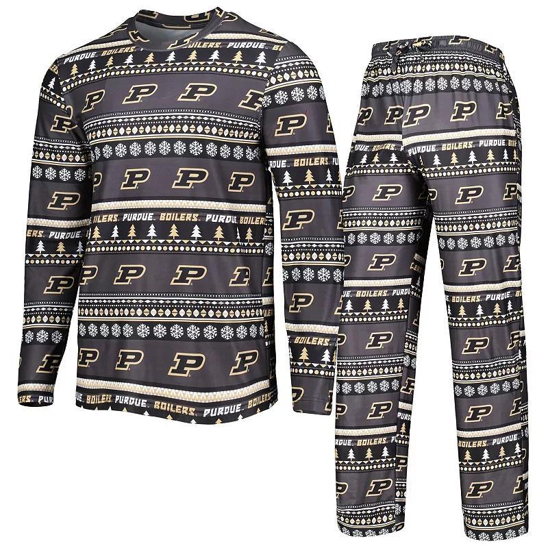 Men's Concepts Sport Black Purdue Boilermakers Swivel Long Sleeve T-Shirt & Pants Sleep Set, Size: Large Product Image