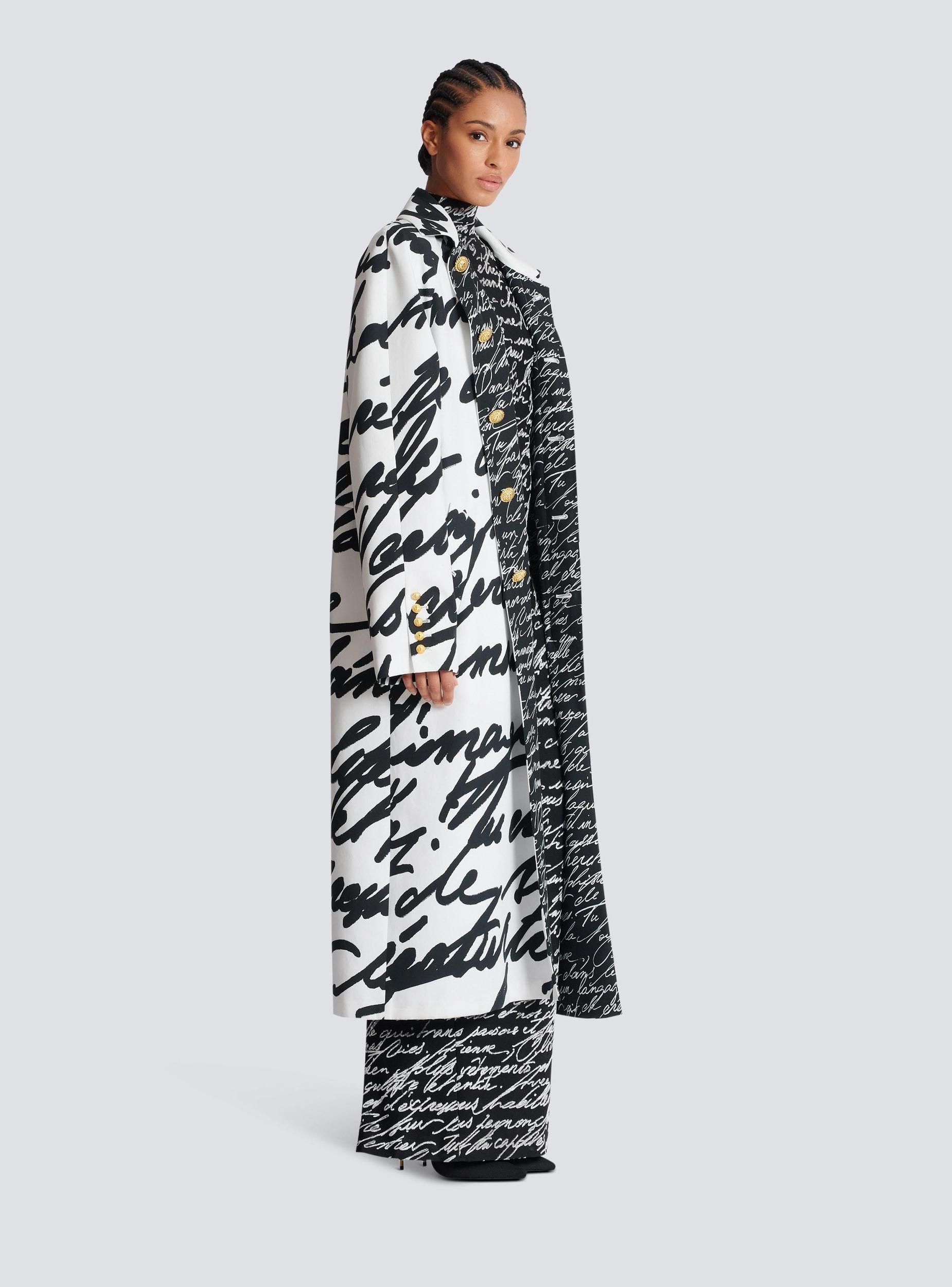 Long reversible coat with "Love Letter" print Product Image