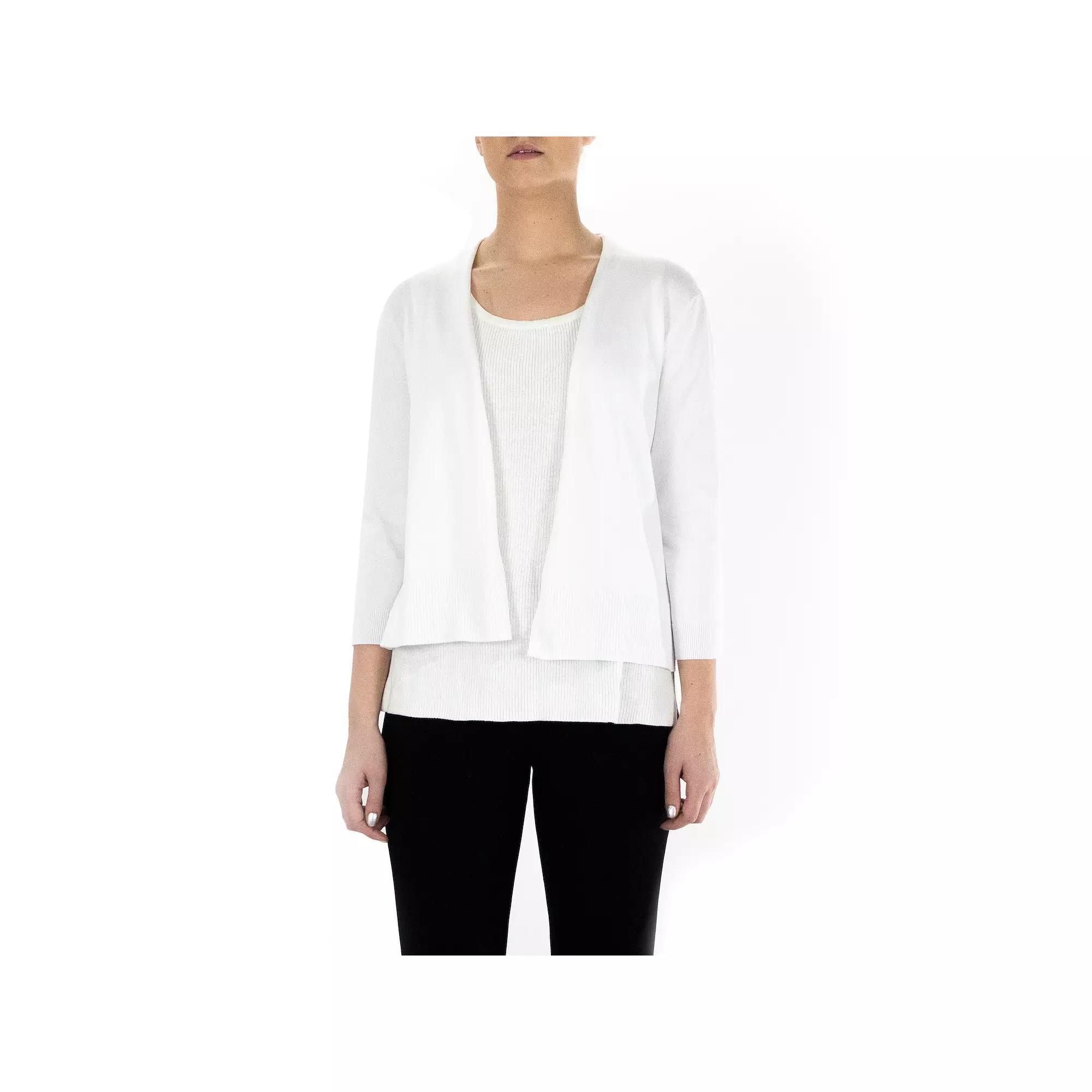 Women's Nina Leonard Classic Open-Front Bolero Cardigan, Size: Medium, White Product Image