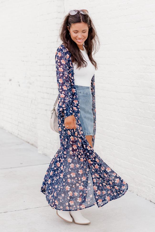 On My Own Time Navy Floral Kimono FINAL SALE Product Image