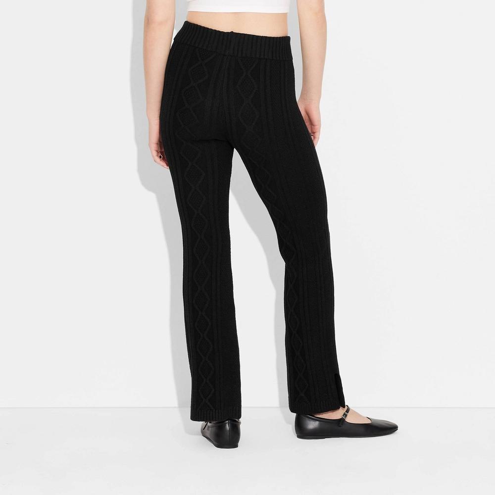 Womens Mid-Rise Cable Pants - Wild Fable Black XXS Product Image