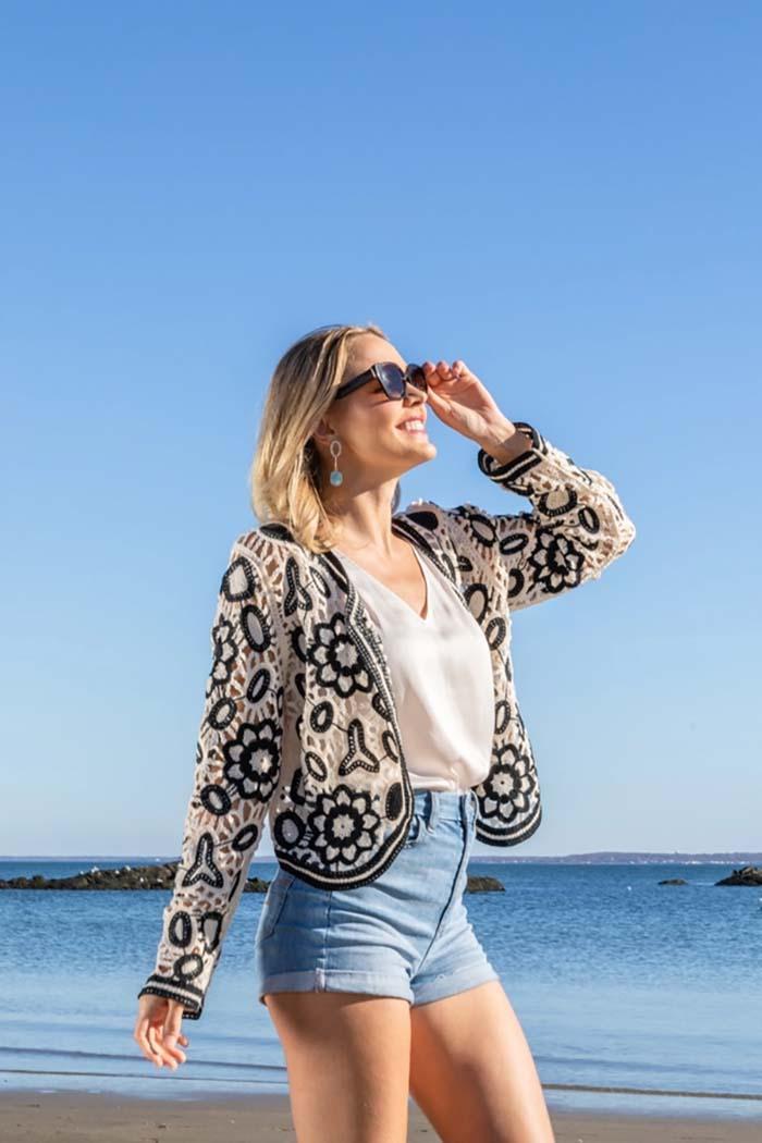 Floral Lace Crochet Short Jacket Product Image