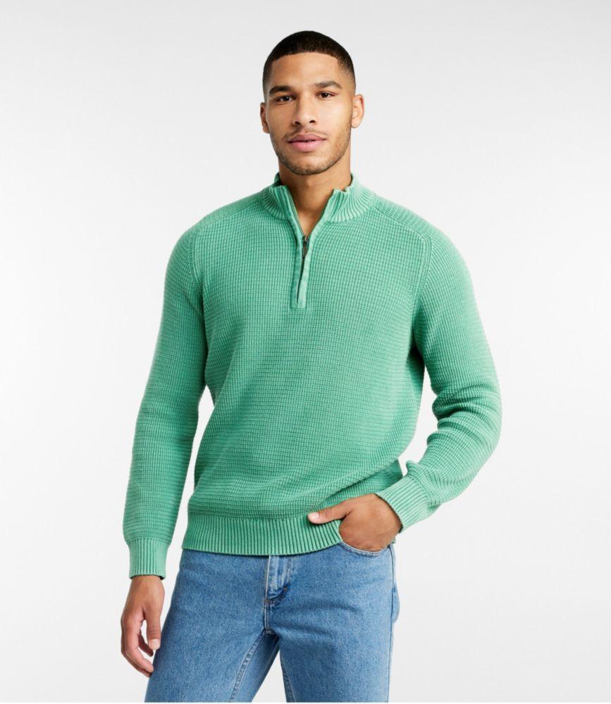 
                            Men's Textured Washed Cotton Sweaters, Quarter-Zip
                         Product Image