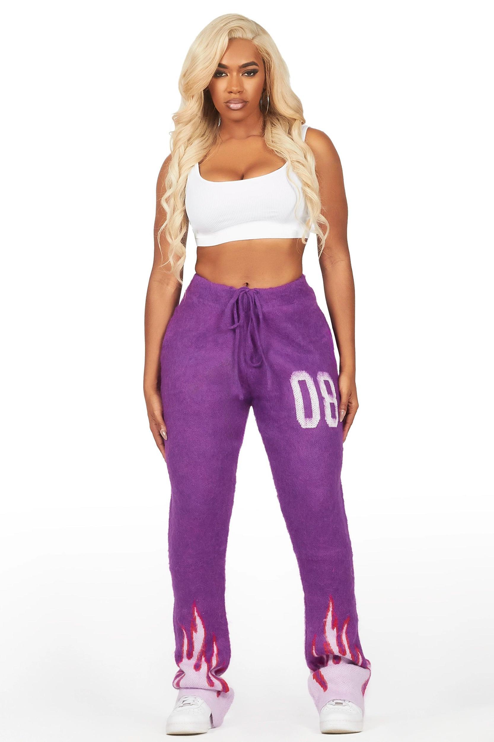 Della Purple Mohair Stacked Track Pant Female Product Image