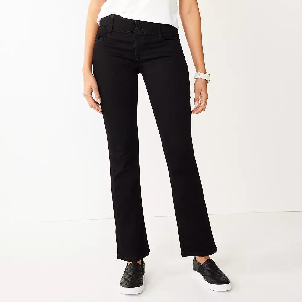 Women's Nine West Tummy-Control Bootcut Jeans, Size: 14 Short, Black Product Image
