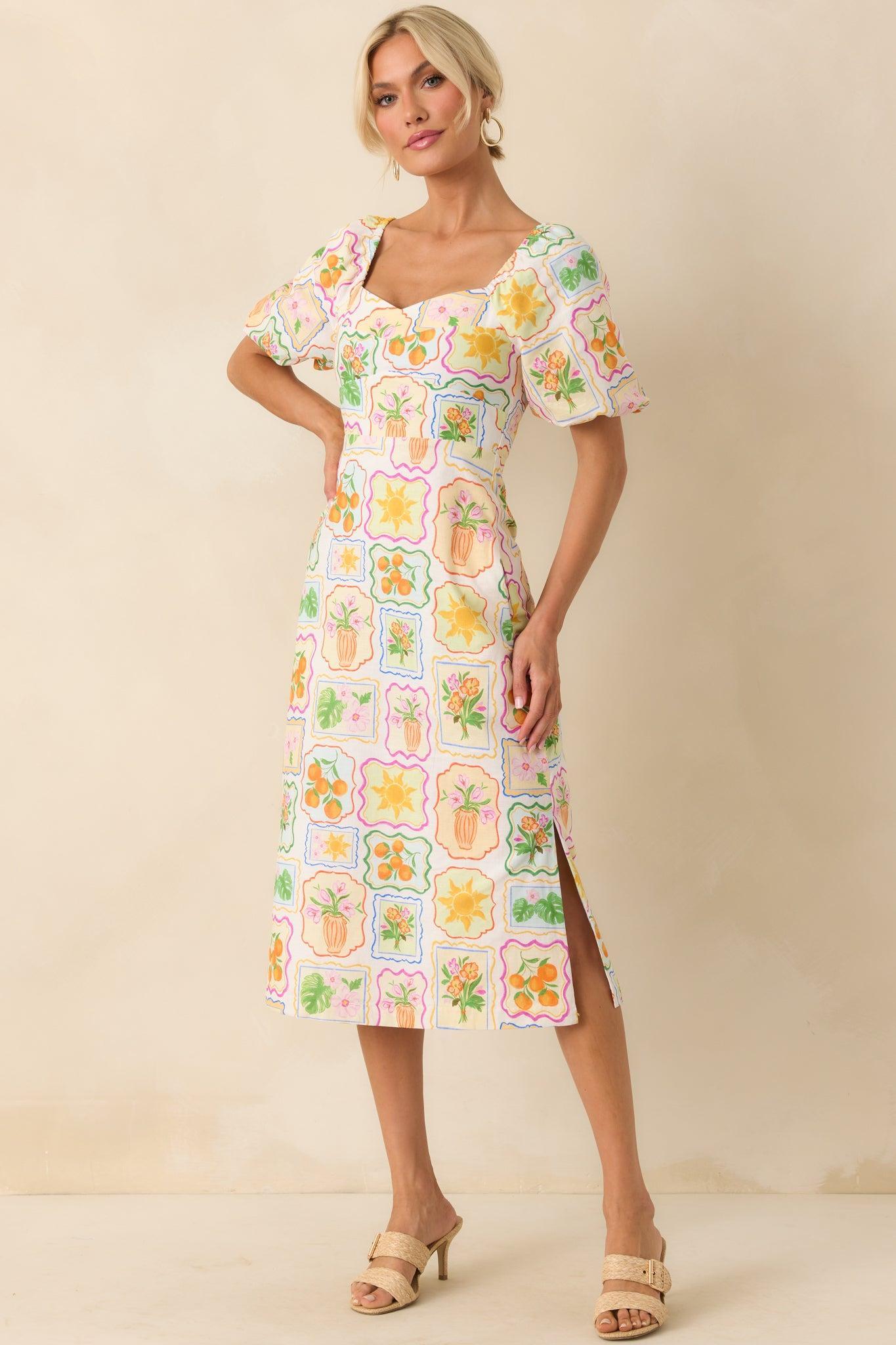 Prosperina Fancy Multi Print Cotton Reversible Midi Dress Product Image