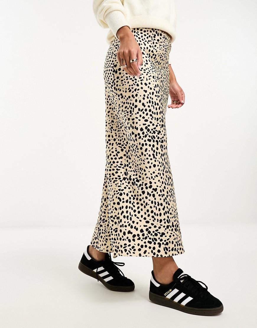 ASOS DESIGN satin bias midi skirt in black Product Image