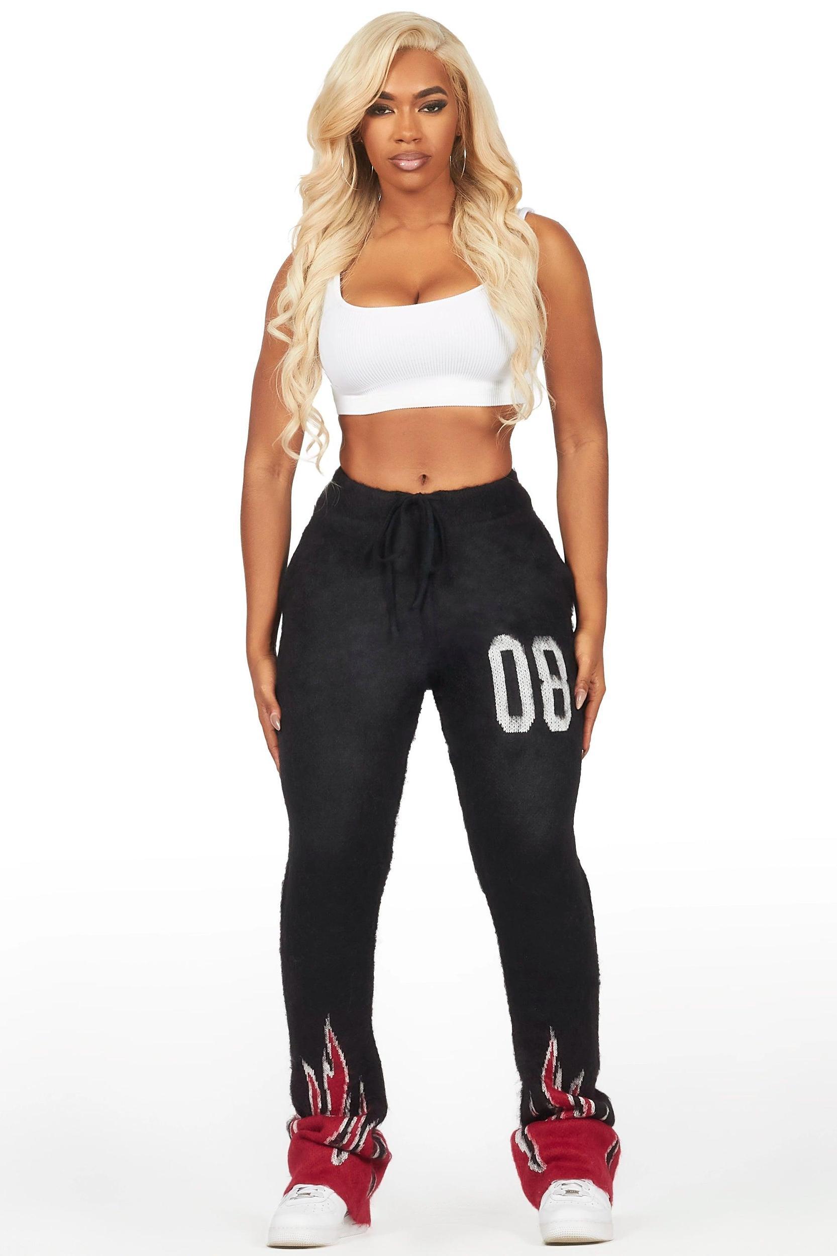 Della Black Mohair Stacked Track Pant Female Product Image