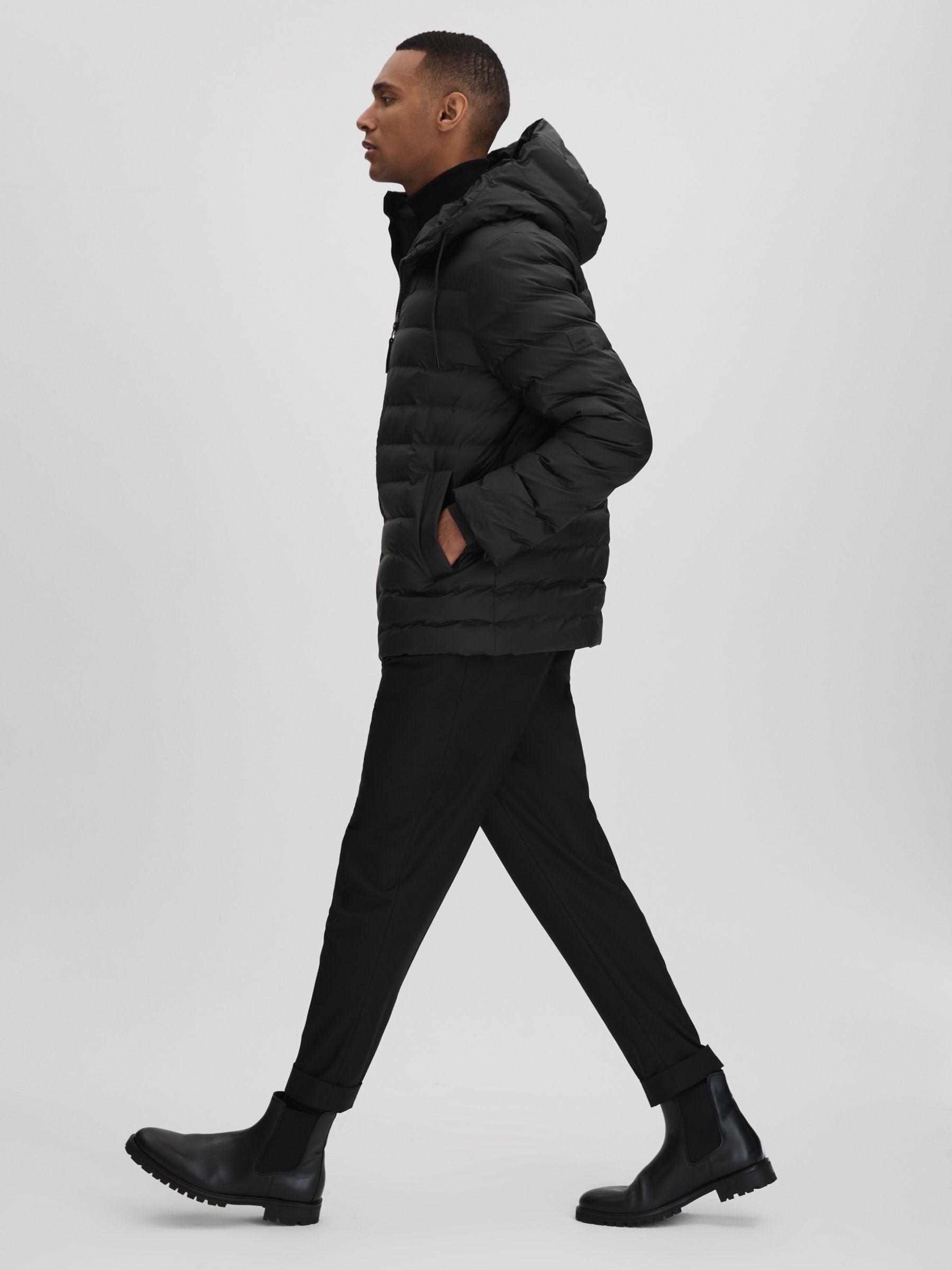 Rains Hooded Puffer Jacket in Black Product Image