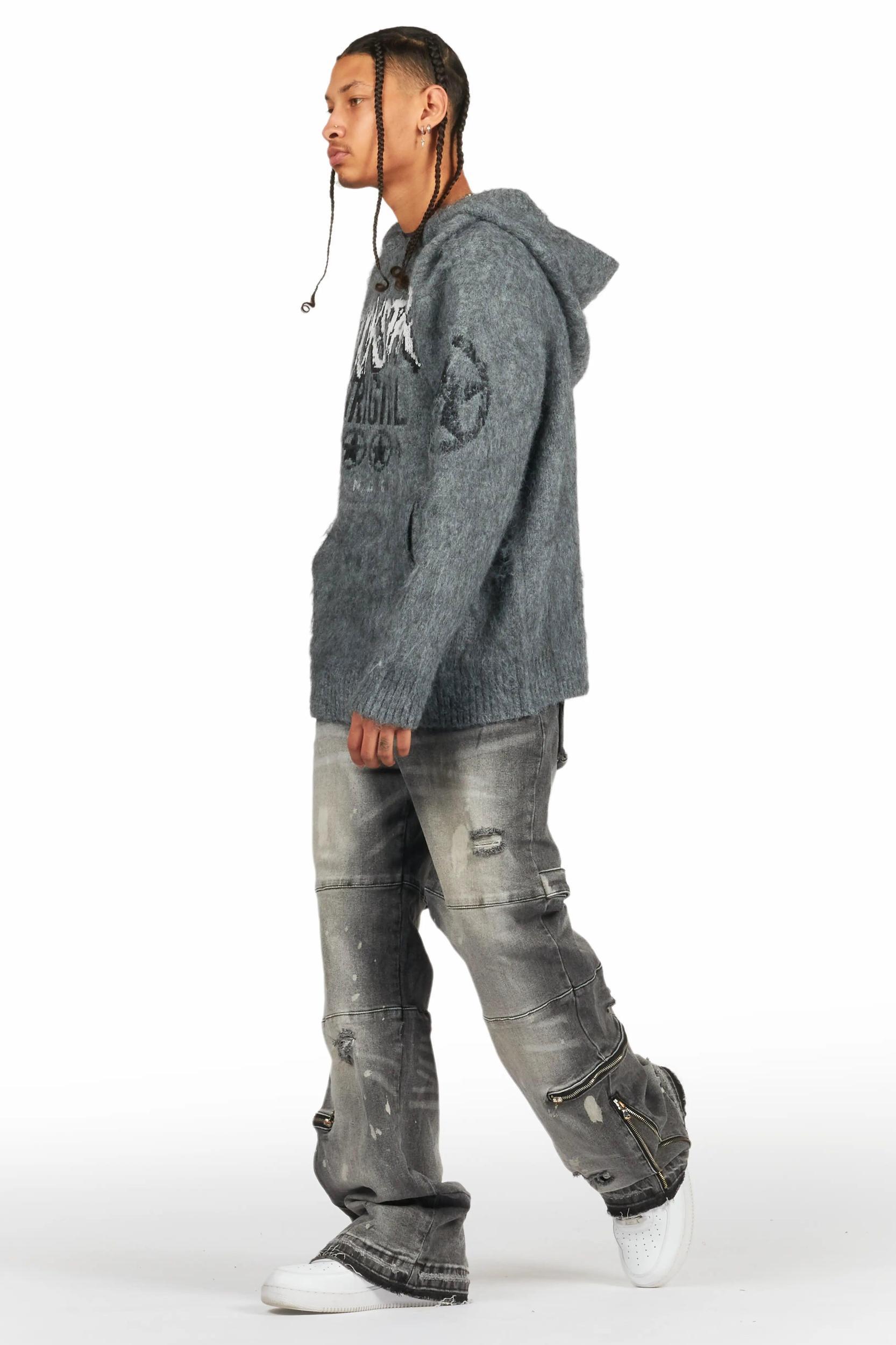 Grib Grey Bleach Baggy Jean Male Product Image
