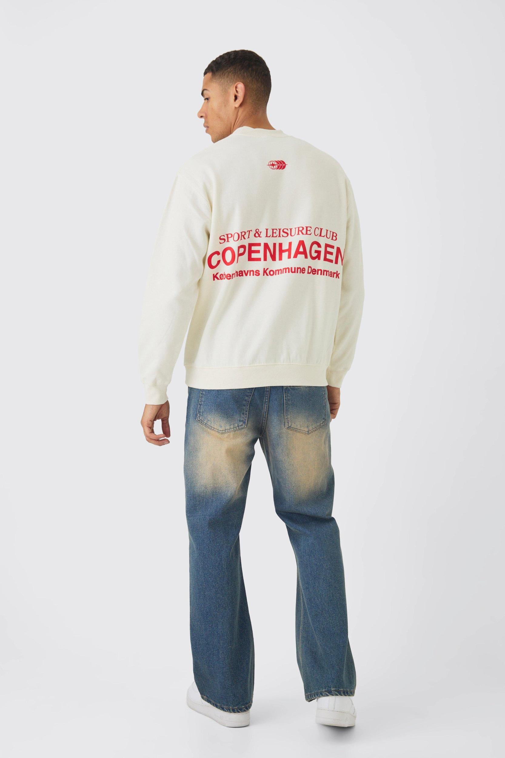 Oversized Copenhagen Text Graphic Sweatshirt | boohooMAN USA Product Image