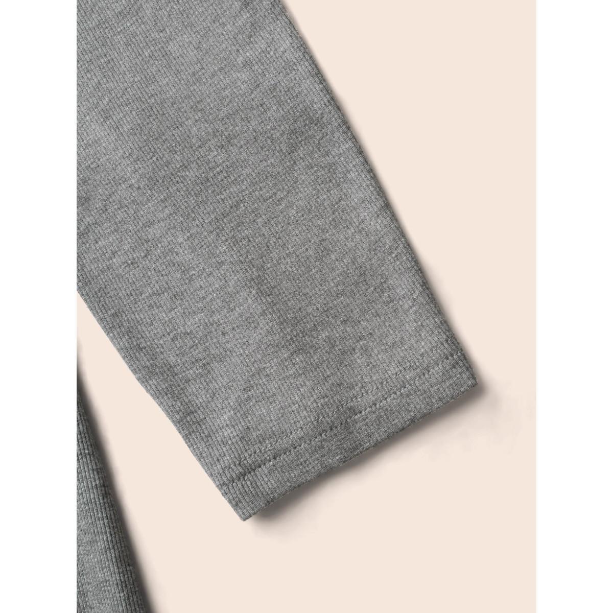 Plus Size Solid Knit Zipper Midi Dress DarkGray Women Casual Texture Knit Dresses Bloomchic 12/L Product Image