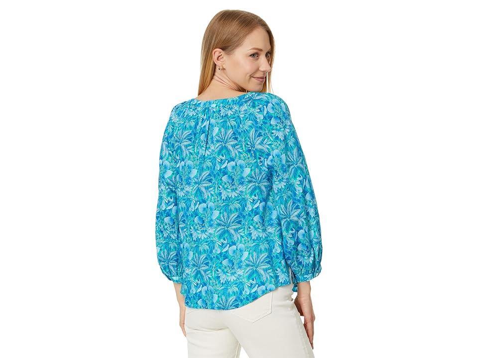 Tommy Bahama Petit Palma 3/4 Sleeve Top (Atlantis Teal) Women's Clothing Product Image