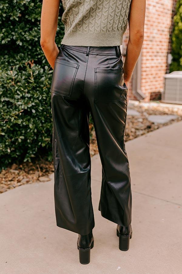 The Reagan High Waist Faux Leather Pants in Black Product Image
