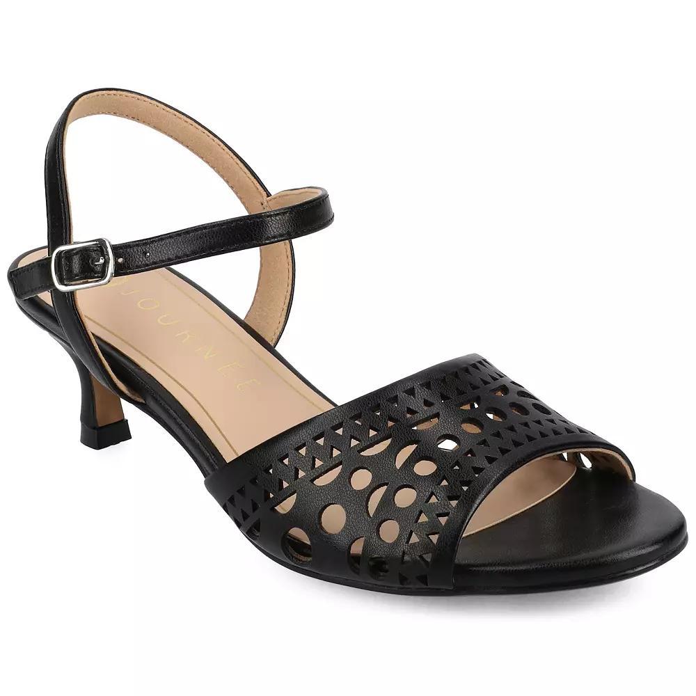 Journee Collection Jessly Womens Cut Out Design Ankle Strap Kitten Heel Sandals Product Image