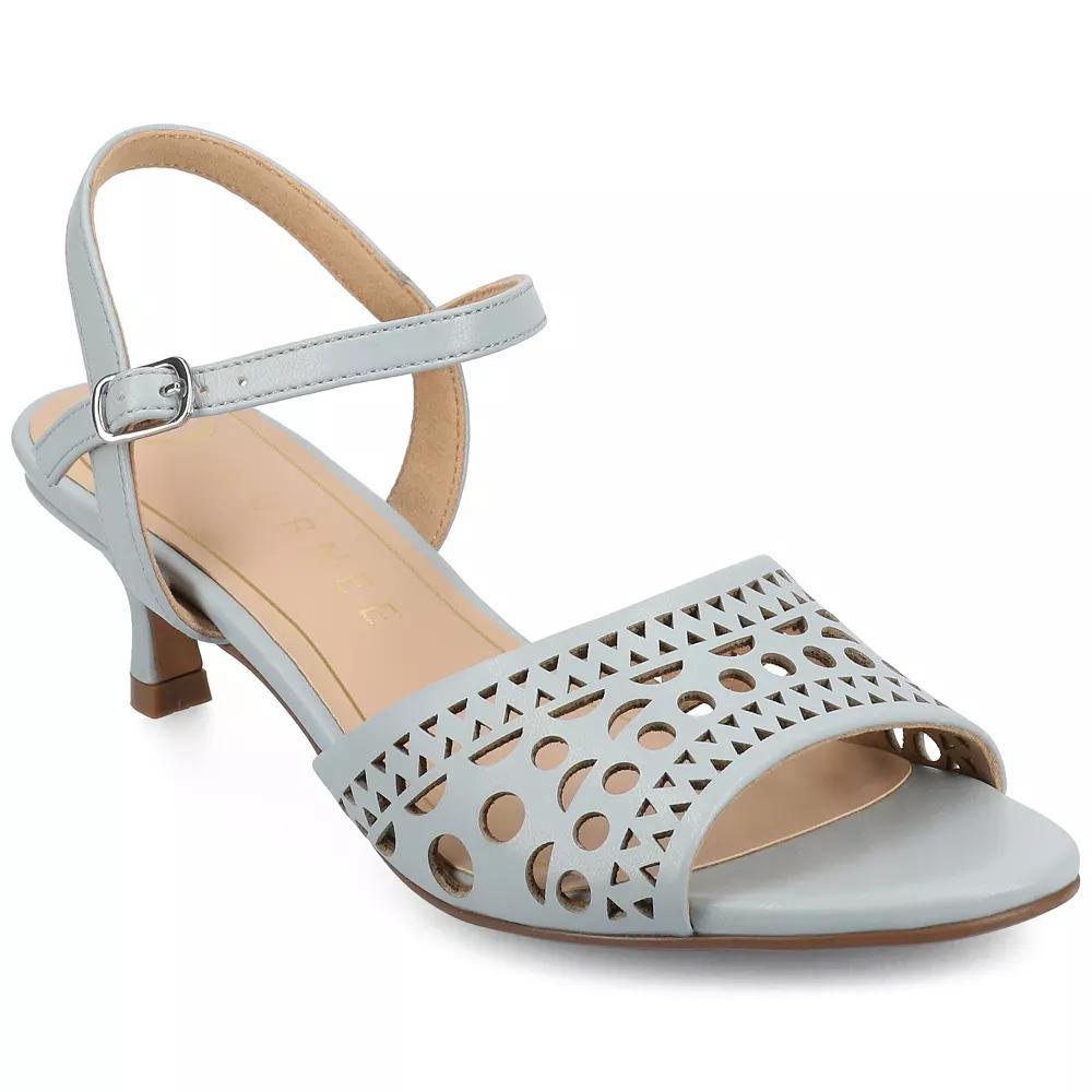 Journee Collection Jessly Women's Cut Out Design Ankle Strap Kitten Heel Sandals, Size: 9, Light Blue Product Image