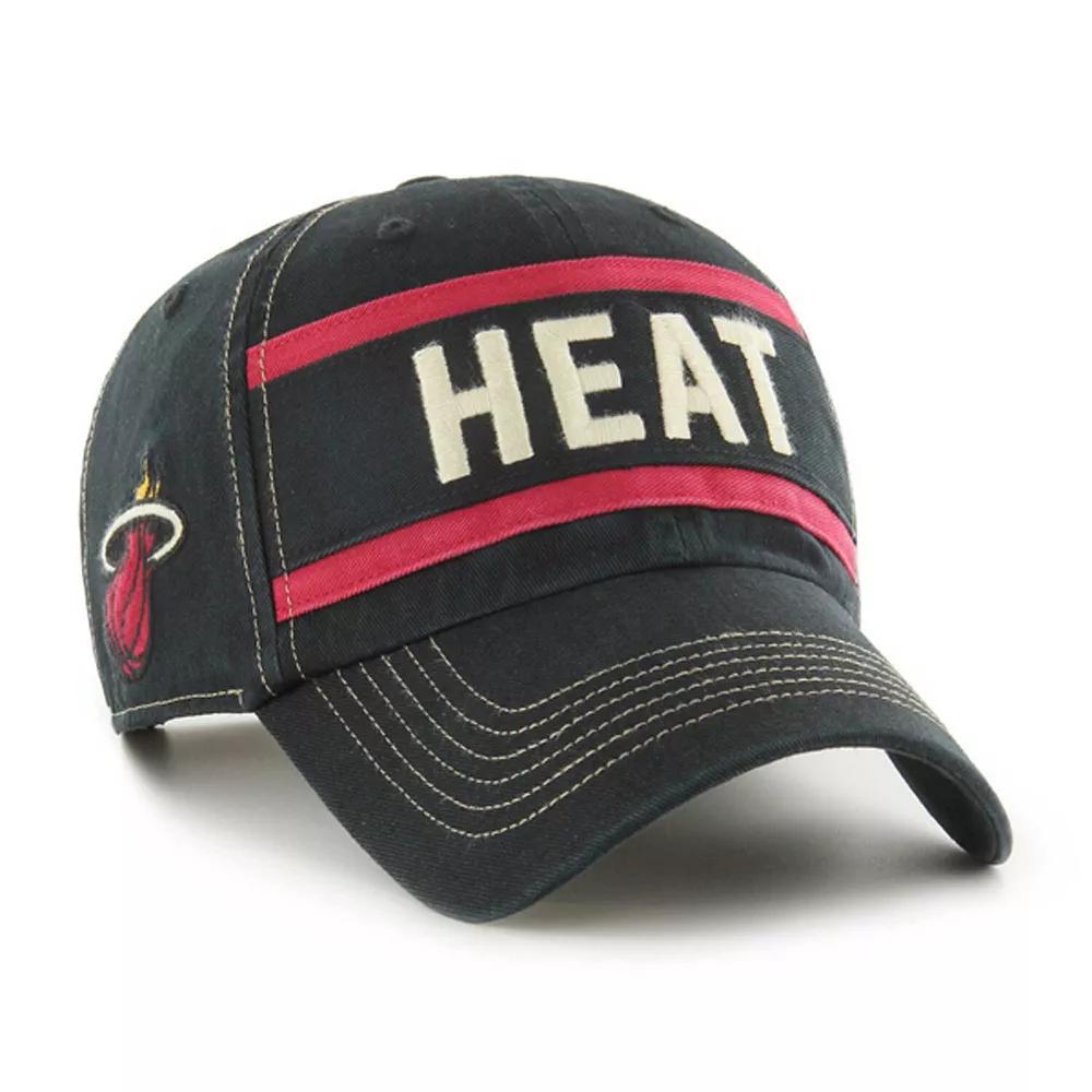 Men's '47 Black Miami Heat Quick Snap Clean Up Adjustable Hat Product Image