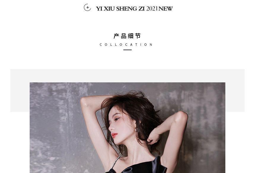 Spaghetti Strap Bow Mermaid Evening Dress Product Image